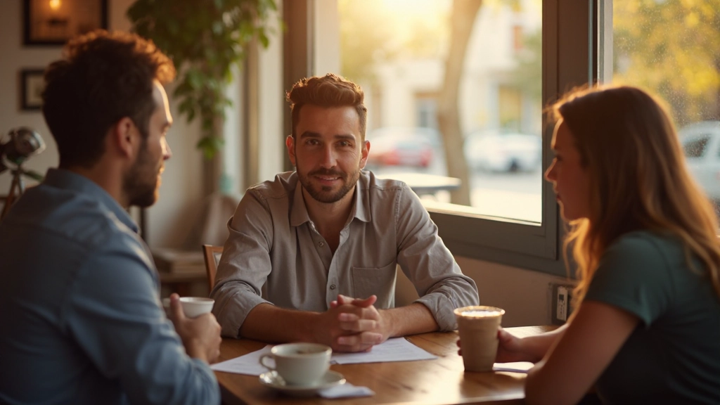 Viajante em café português aprendendo expressões locais