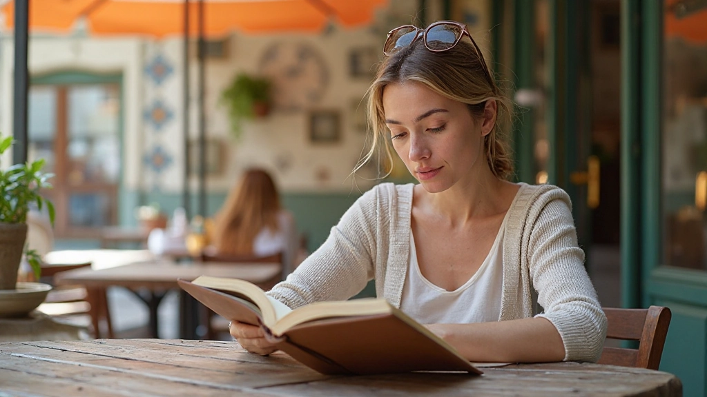 Livro de expressões culturais portuguesas aberto em mesa de café
